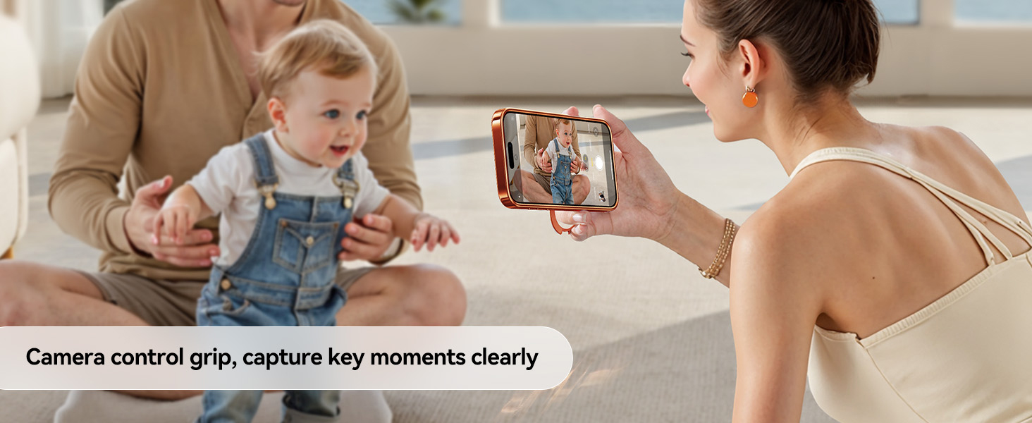 Orange for iPhone 17 Pro Max Case with 360 Spin Magnetic Stand Slim Polished Clear