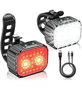 Dawinga Bike Lights, [8+12 Modes &amp; Rechargeable] Bicycle Lights Set Super Bright, IPX6 Waterproof...