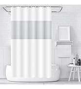 White Shower Curtain Plastic Shower Curtain Liner with 12 White Hooks PEVA Bathtub Curtain Waterp...