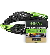 GEARit 8-Channel XLR Snake Cable (10 ft) - 100% Oxygen-Free Copper Snake Wire, Channel Labels, Me...