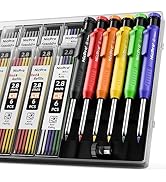 Nicpro 6 Pack Carpenter Pencil with Sharpener,Mechanical Pencils Set 54PCS Refills(Black,Red,Yell...