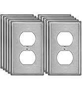 [10 Pack] BESTTEN Duplex Receptacle Metal Wall Plate with White or Clear Plastic Film, 1 Gang Sta...