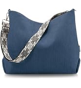 Prite Women’s Corduroy Tote Bag with Zipper, Stylish Shoulder Bag with Adjustment Straps for Work...