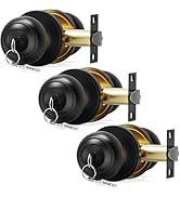 AmzGod 3 Pack Door Knob with Lock and Key,Black Door Knobs Keyed Entry Door Knobs,Interior and Ex...