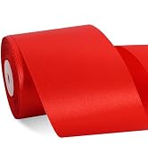 TONIFUL Red Satin Ribbon 3 Inch X 25yds Solid Silk Ribbons for Gift Wrapping, Craft, Floral Bouqu...