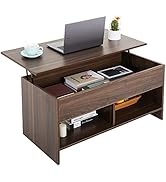 Lift Top Coffee Table, Modern Table Air Rod- Pop-Up Tabletop with Hidden Compartment and Storage ...