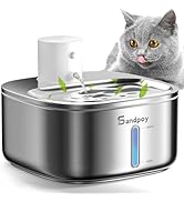 Sandpoy Cat Water Fountain Stainless Steel W4-S1, Wireless Battery Operated Cat Fountain for Cats...