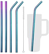 VEHHE Metal Stanley Straw, 12-inch Long Stainless Steel Stanley Cup Straw, 4 Pack Reusable Drinki...