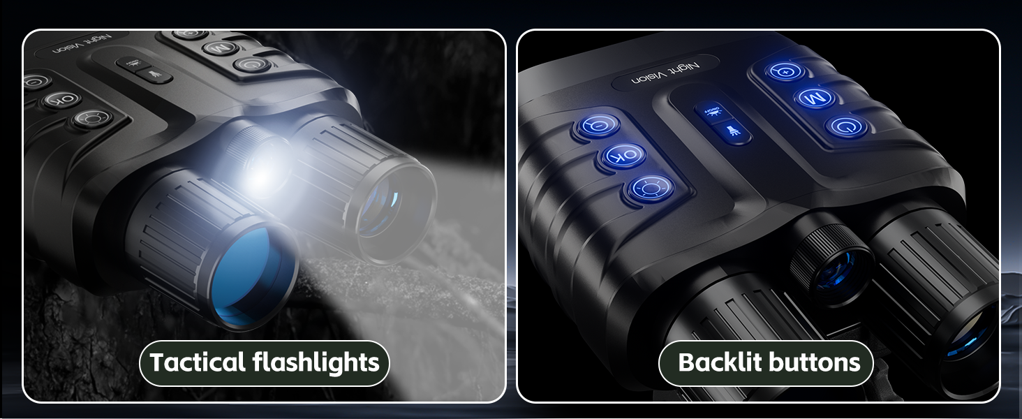 Tactical flashlights + Backlit buttons