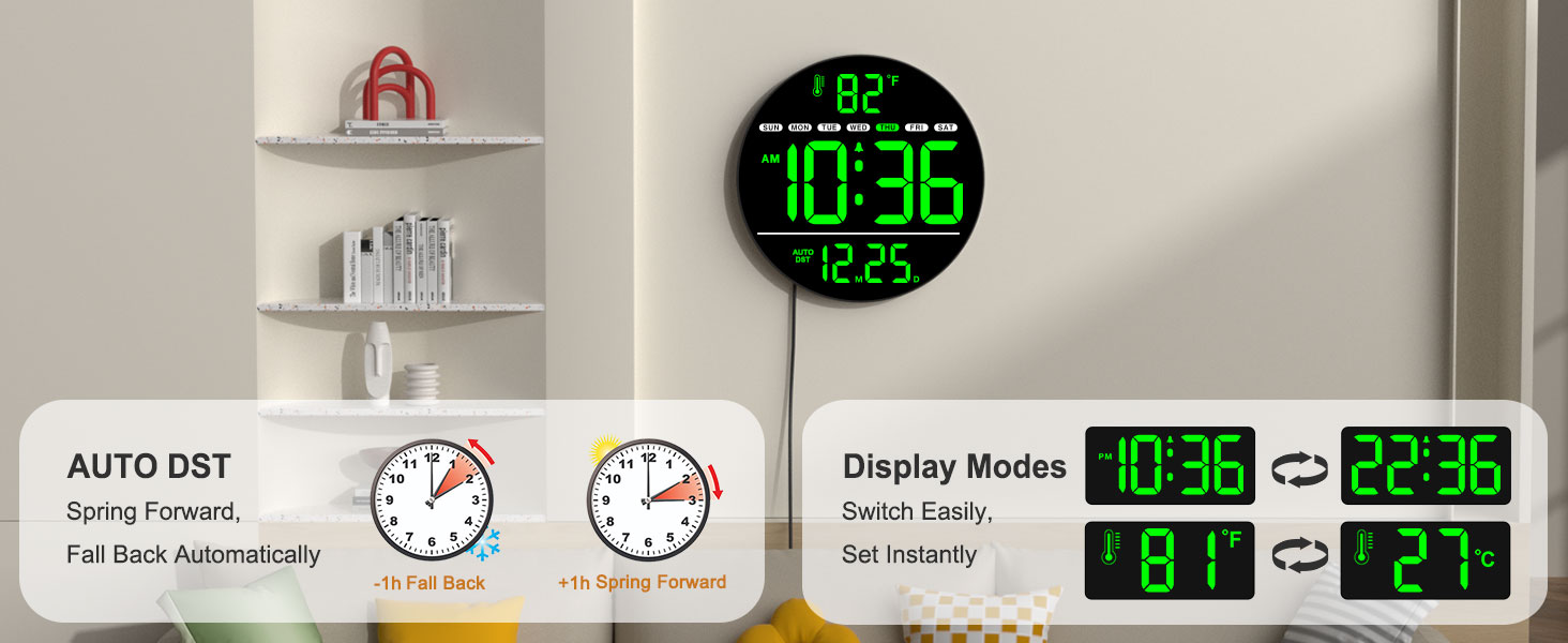 digital wall clock with AUTO DST
