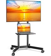 YOMT Portable Rolling TV Stand for 32-75 inch TVs, Height Adjustable Mobile TV Cart with Locking ...