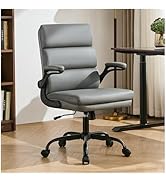 Office Chair Adjustable Desk Chair Mid Back Executive Comfortable Bonded Leather Ergonomic Back S...