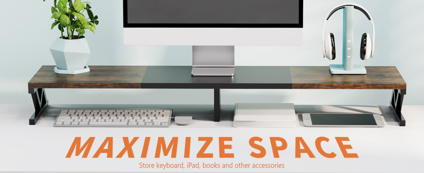 dual monitor stand with storage