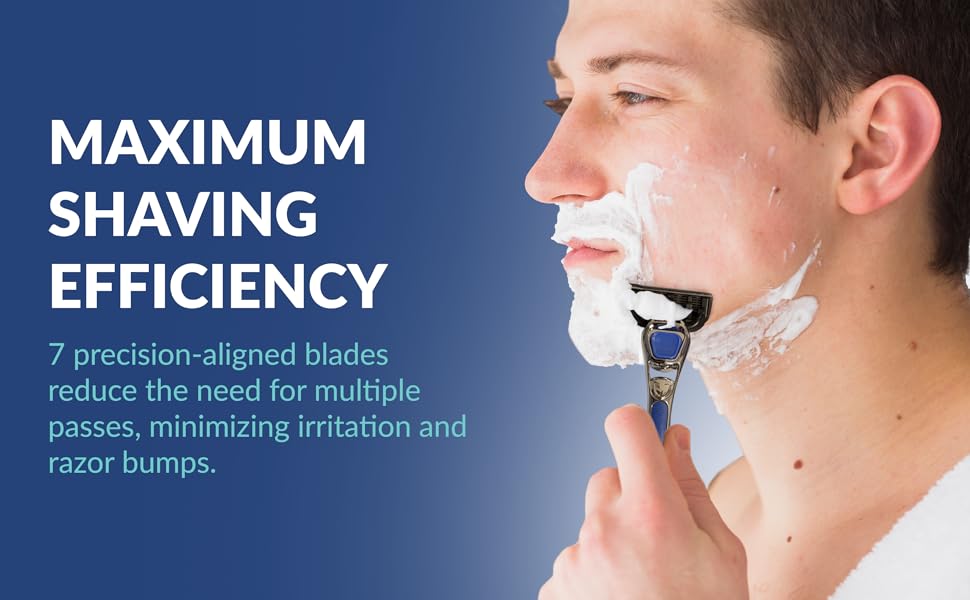 Men’s Razor with 2 Handles &amp; 10 Refill Blades – 7 Blade for Smooth, Close Shave – Precision Trimmer