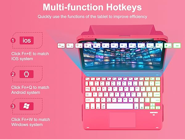 iPad 10th Gen Rotating Keyboard Case - Red-3-1