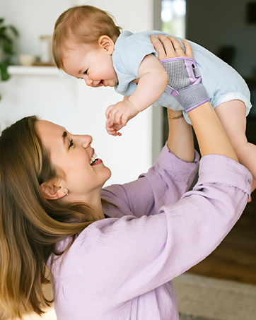 A series of candid shots showing playful interaction between two people in casual attire on what appears to be a couch or seating area.