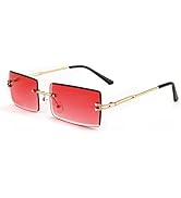 FEISEDY Vintage Rimless Sunglasses Rectangle Frameless Candy Color Glasses Women Men B2642