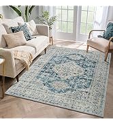 Lahome Oriental Bedroom Rug - 3x5 Washable Non Slip Throw Front Door Rugs, Blue Bathroom Rugs for...