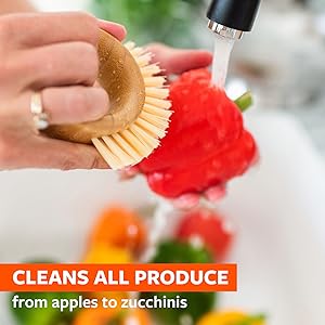 Vegetable brush, vegetable scrubber, brush