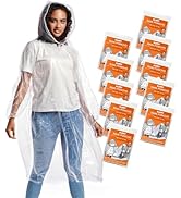 ALBRY Disposable Rain Ponchos for Adults with Drawstring Hood - Emergency Rain Ponchos Family Pac...