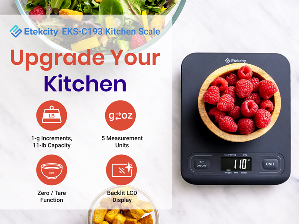 Etekcity EKS-C193 black kitchen scale, upgrades your kitchen!