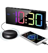 Loud Alarm Clock with Bed Shaker, Big Display Plug in Vibrating Alarm Clock for Heavy Sleepers Ad...
