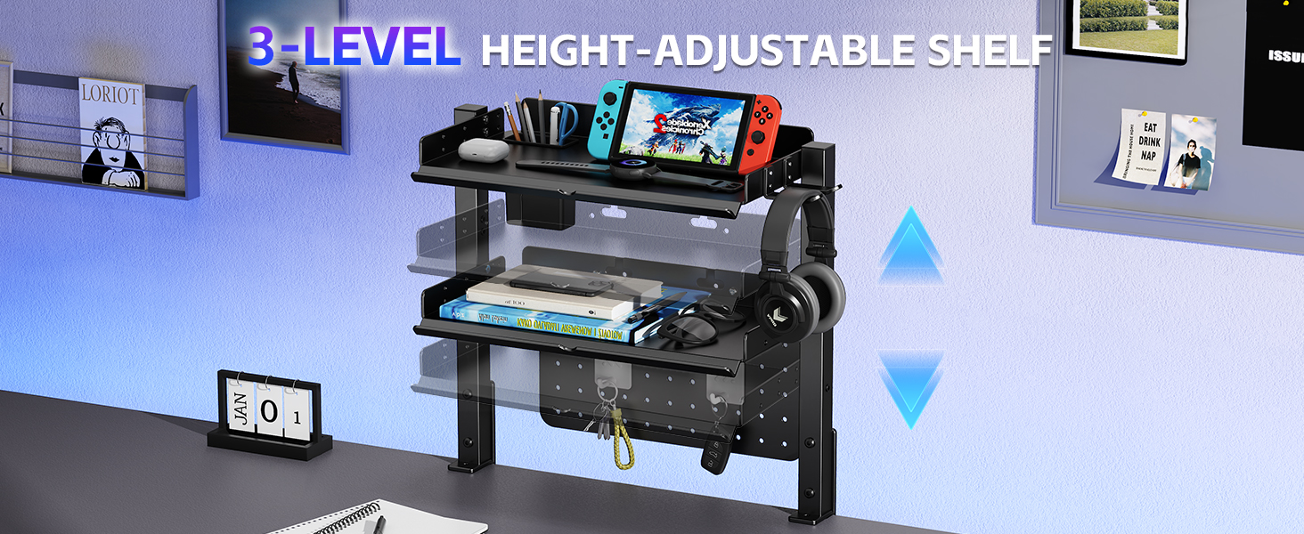 2-Tier Steel Clamp On Desk Shelf