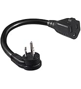 [1 Pack] Flat Plug Short Power Extension Cord - 6inch Black Low Profile Flat Head 3 Prong Grounde...