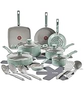 T-fal Ceramic Refresh, Ceramic Nonstick Cookware Set 20 Piece, Oven Broiler Safe 350F, Kitchen Co...