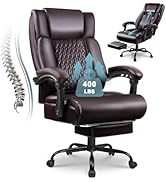 Big and Tall Office Chair with Foot Rest 400lbs, Heavy Duty Executive Leather Office Chair for He...