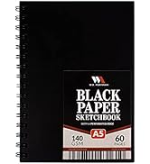 W.A. Portman Black Paper Sketchbook - A5 (6" x 8.25") Black Drawing Paper - Black Paper Journal w...