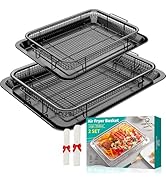 Air Fryer Basket, OPENICE 2 Set Air Fryer Pan and Crisper Tray for Oven, Non-stick Oven Air Fryer...