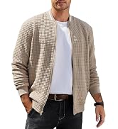 COOFANDY Mens Casual Jackets Lightweight Fall Bomber Jacket Full Zip Knit Sweater Jacket Varsity ...