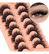 Kiromiro Mink Lashes False Eyelashes 18mm 3D Volume Cat Eye Lashes Faux Mink Eyelash Wispy Fake E...