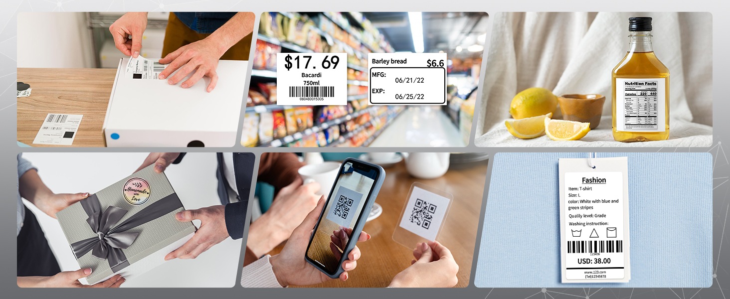 Bluetooth Shipping Label Printer, D450 Thermal Label Printer for Address Postage Small Business