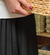 Natural Water Hyacinth storage basket with Handle, Rectangular Wicker Basket for Organizing, Deco...