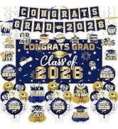 2026 Graduation Decorations-Class of 2026 Decorations Set with Congrats Grad Backdrop,Banner,Hone...