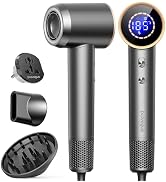 Dual Voltage Travel Hair Dryer with Diffuser, High-Speed Ionic Blow Dryer for Women, Fast Drying,...