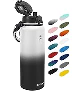 Fanhaw 40 Oz Insulated Stainless Steel Water Bottle with 1 Lid (Chug Lid) - For Outdoor, Women, M...