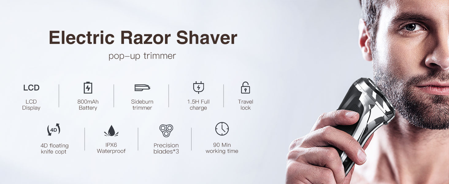 Electric Razor Shavers with pop up trimmer