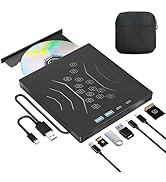 Wbacon 7 in 1 External DVD Drive, External CD/DVD Drive for Laptop USB 3.0 & Type-C, Portable CD/...