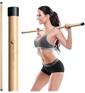 Slim Panda Yoga Stick, 5ft Natural Bamboo Stick with Rubber Ends, Exercise Stretching Stick for Y...
