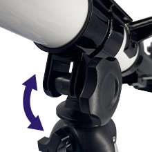 Close up of range of movement for telescope, altazimuth mount