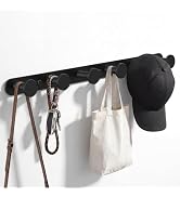 FORIOUS Coat Rack Wall Mounted, 6 Black Wall Hooks SUS304 for Hanging, Hook Rack for Towel, Bags,...