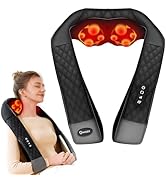 Shiatsu Neck and Back Massager with Heat, Neck and Shoulder Massager, 4D Deep Tissue Kneading Mas...