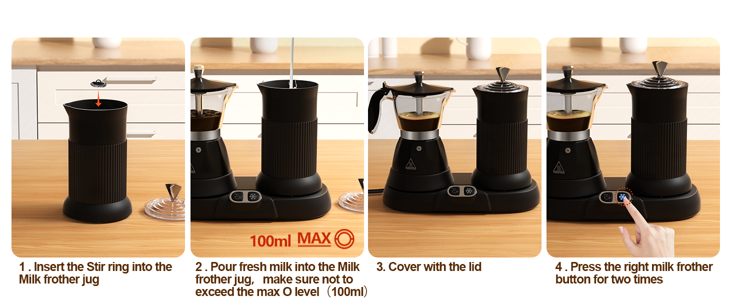 moka pot and milk frother