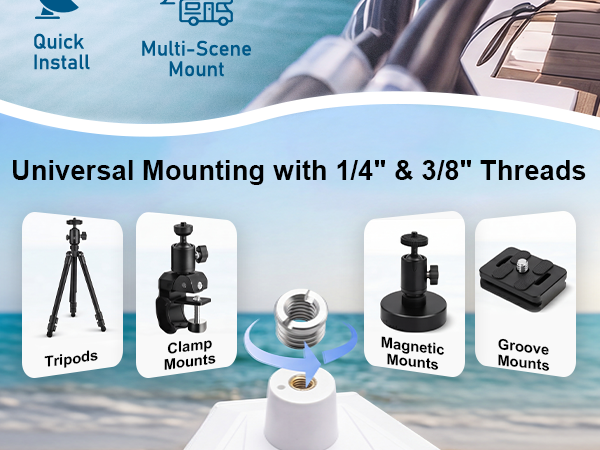 Universal Mounting with 1/4&amp;#34; &amp;amp; 3/8&amp;#34; Threads