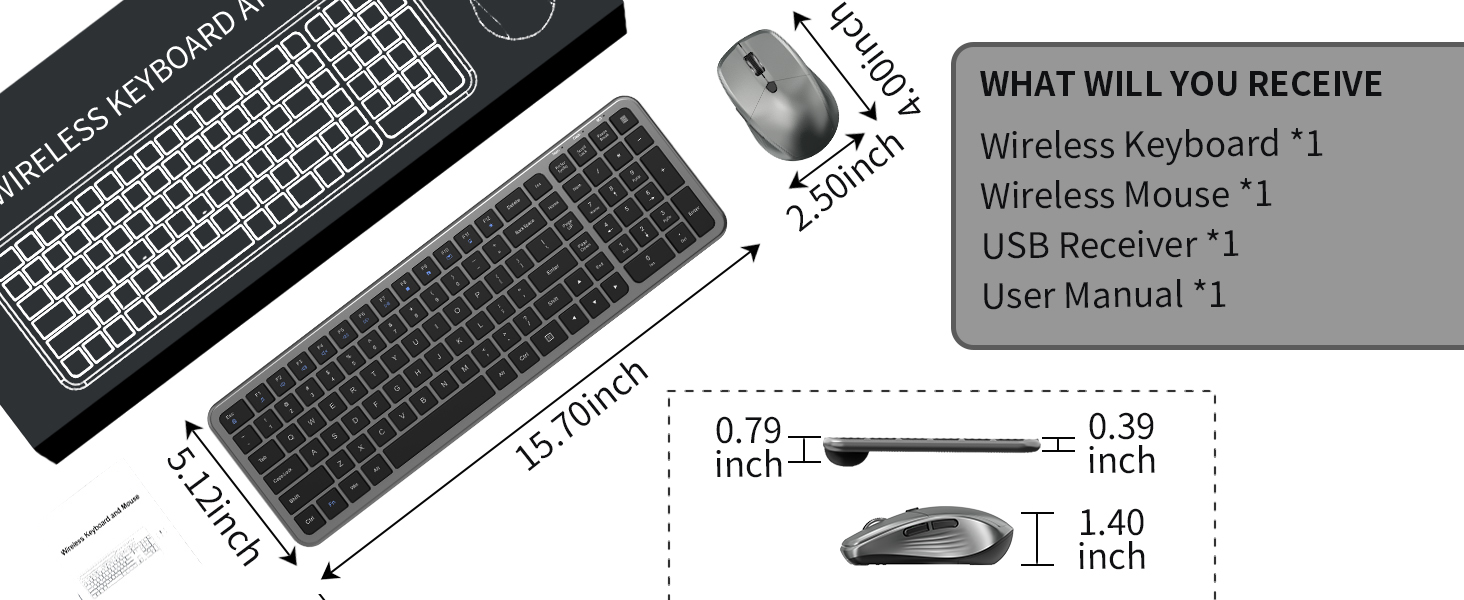 Silent wireless keyboard and mouse