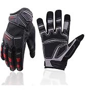 HANDLANDY Heavy Duty Work Gloves Men, Touchscreen TPR Impact Reducing Work Gloves, Non-Slip Breat...