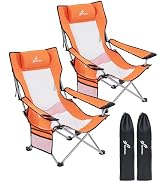 Sportneer Portable Beach Chair for Adults - Position Recliner with Cup Holder, Side Pocket &amp; Carr...